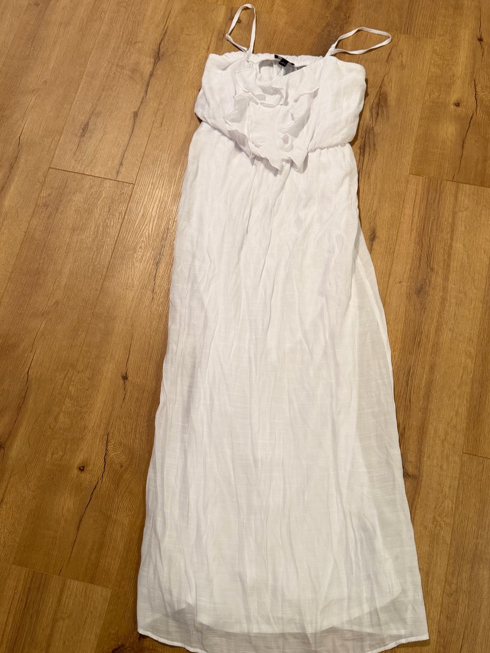 White Sleeveless Ruffled Maxi Dress